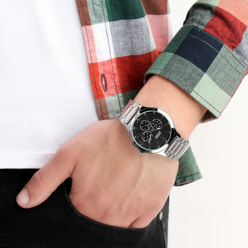 Reloj Casio MTP-V300D-1A Negro Acero Water Resistant