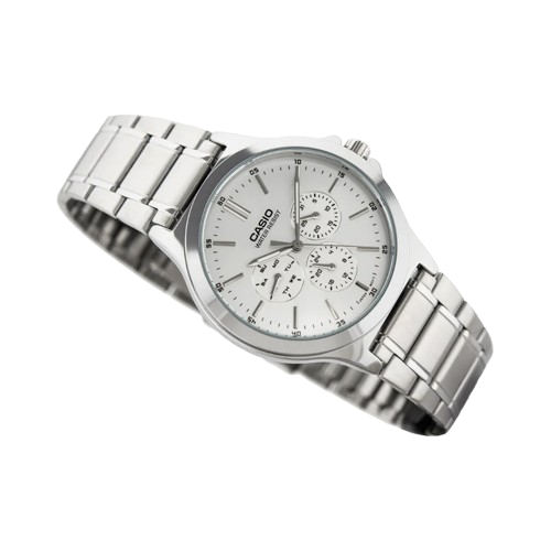 Reloj Casio MTP-V300D-7A Acero Inoxidable Esfera Blanca Multifunción