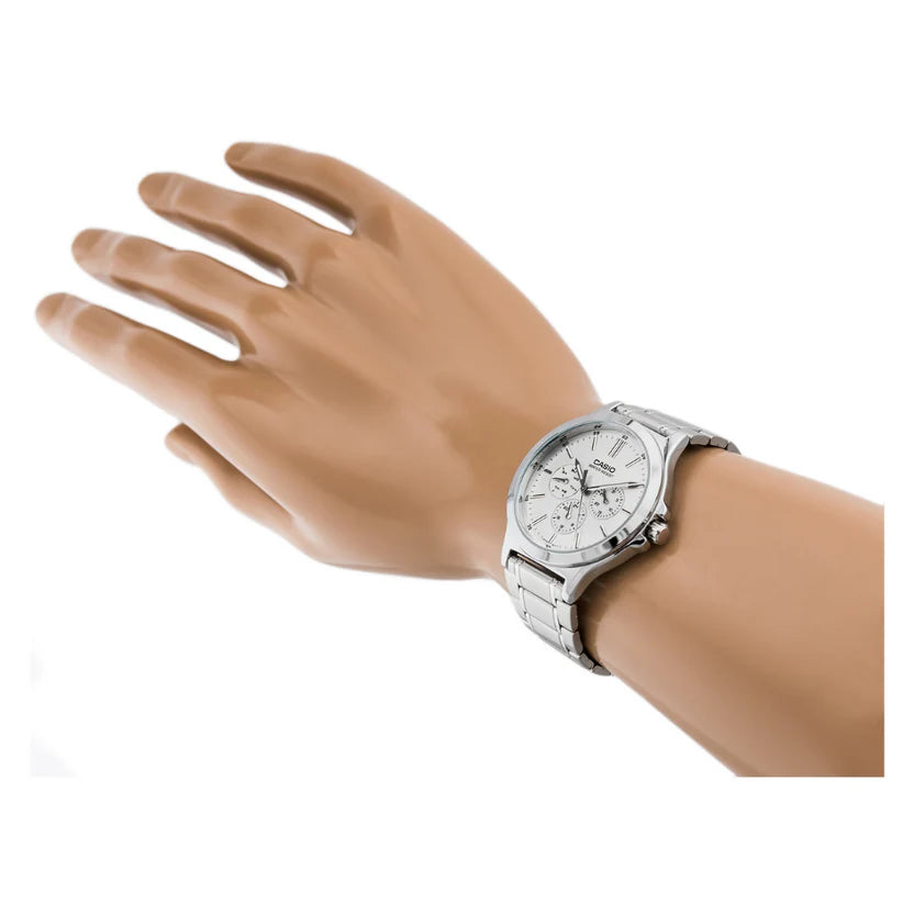 Reloj Casio MTP-V300D-7A Acero Inoxidable Esfera Blanca Multifunción