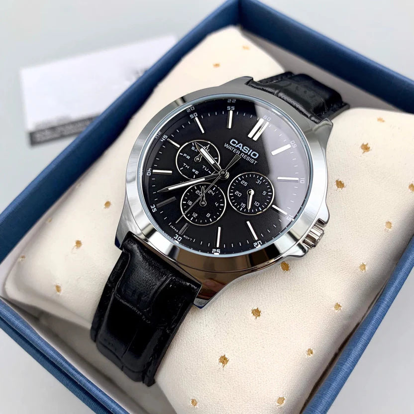 Reloj Casio MTP-V300L-1AUDF Negro Cuero Water Resistant