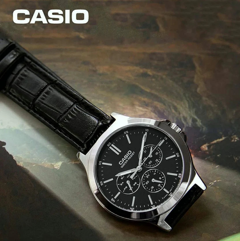 Reloj Casio MTP-V300L-1AUDF Negro Cuero Water Resistant