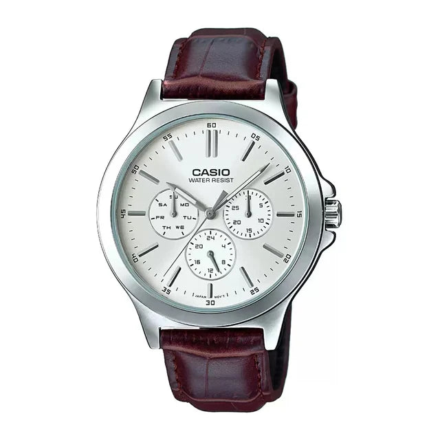 Reloj Casio MTP-V300L-7AUDF Cuero Día Fecha 24 Horas