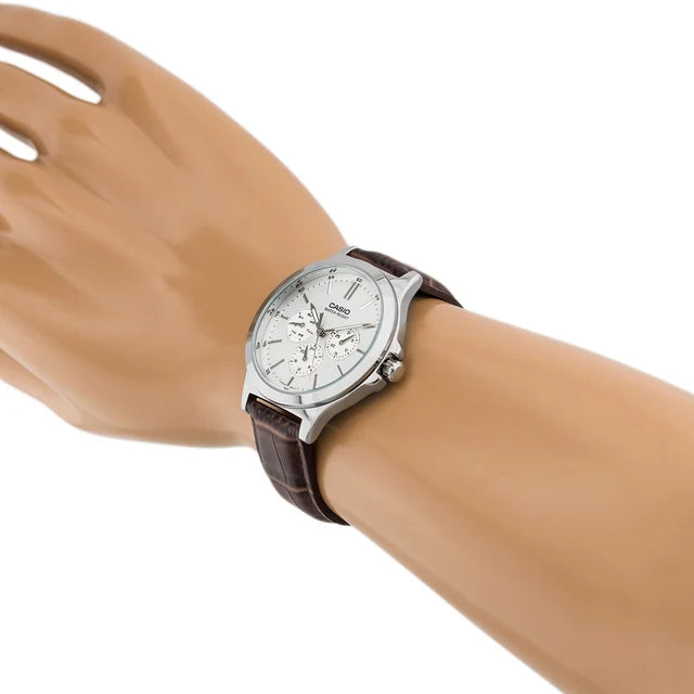 Reloj Casio MTP-V300L-7AUDF Cuero Día Fecha 24 Horas