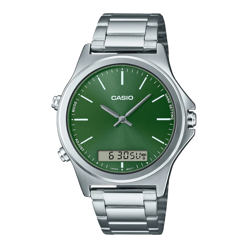 Reloj Casio MTP-VC01D-3E Acero Inoxidable Esfera Verde Clásico Elegante