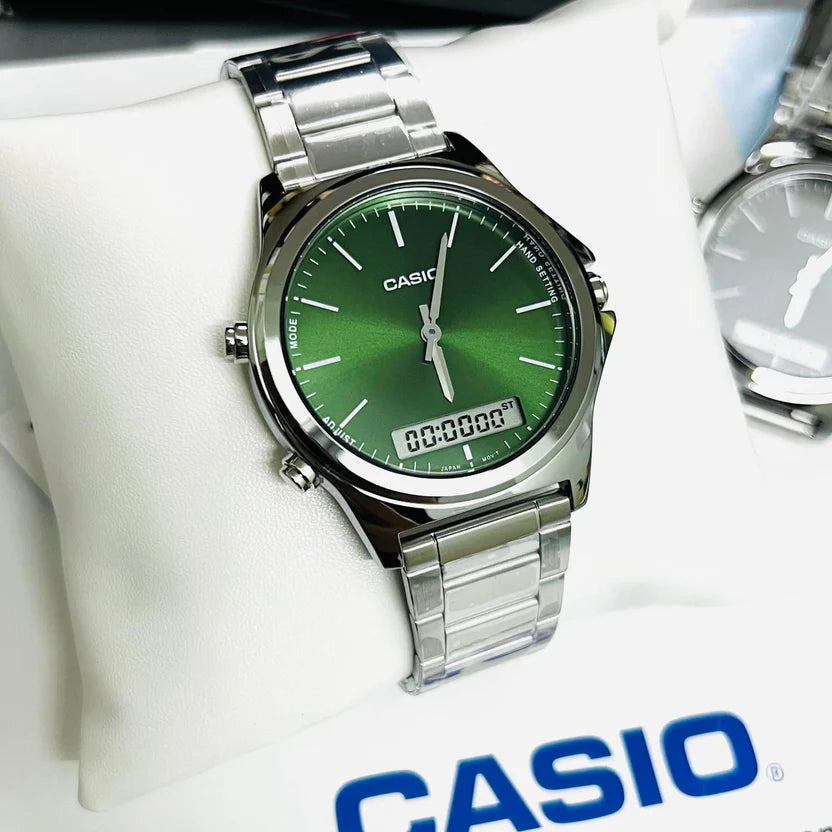 Reloj Casio MTP-VC01D-3E Acero Inoxidable Esfera Verde Clásico Elegante