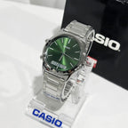 Reloj Casio MTP-VC01D-3E Acero Inoxidable Esfera Verde Clásico Elegante