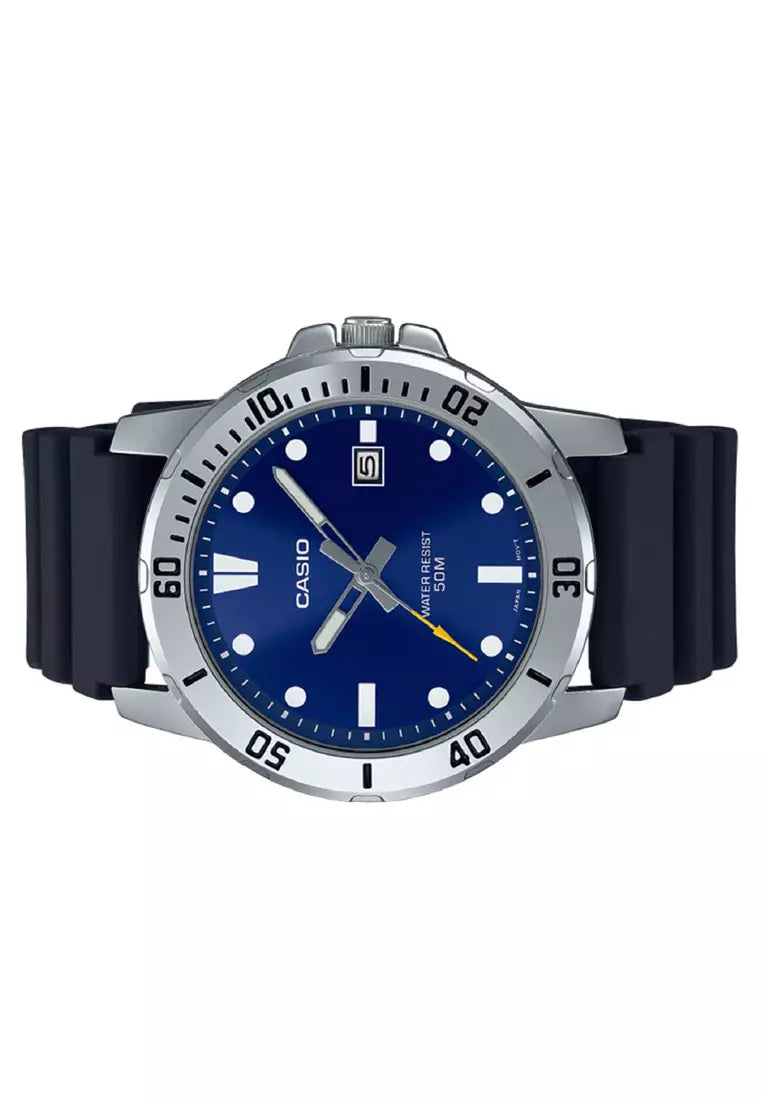Reloj Casio MTP-VD01-2EV Esfera Azul Correa Resina Fecha 50M