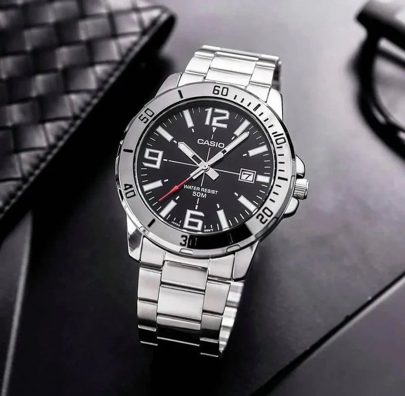 Reloj Casio MTP-VD01D-1BV Negro Acero 50M