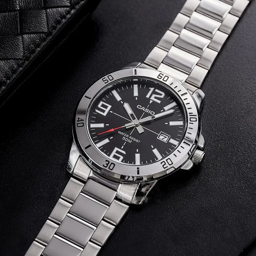 Reloj Casio MTP-VD01D-1BV Negro Acero 50M