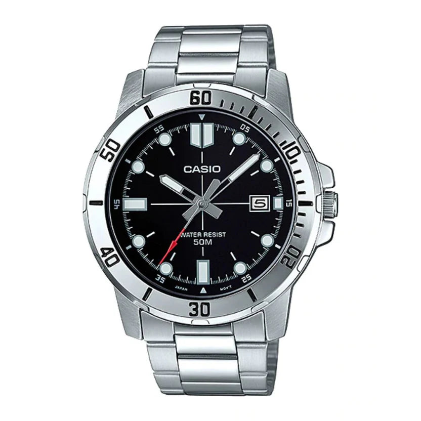 Reloj Casio MTP-VD01D-1EV Acero Inoxidable Esfera Negra 50M