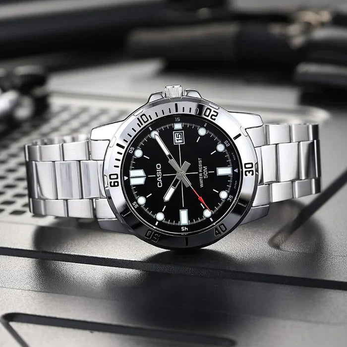 Reloj Casio MTP-VD01D-1EV Acero Inoxidable Esfera Negra 50M