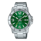 Reloj Casio MTP-VD01D-3BV Acero Inoxidable Esfera Verde Fecha 50M