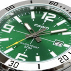 Reloj Casio MTP-VD01D-3BV Acero Inoxidable Esfera Verde Fecha 50M