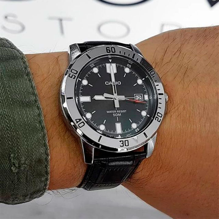 Reloj Casio MTP-VD01L-1EV Negro Cuero 50M
