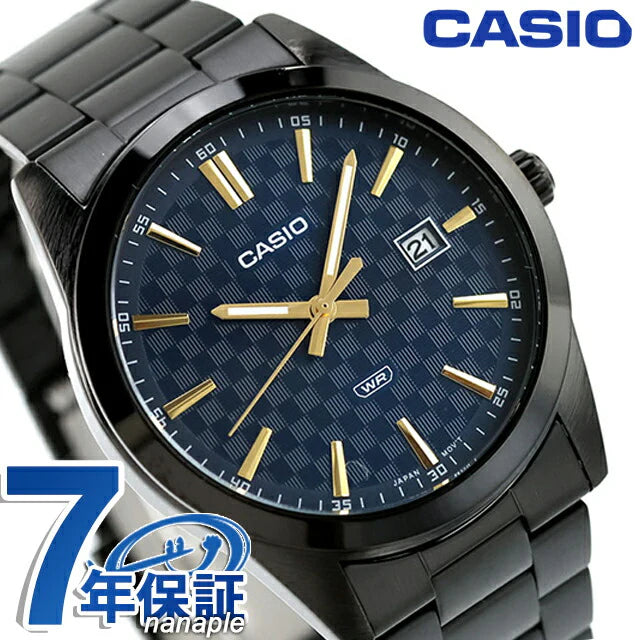 Reloj Casio MTP-VD03B-2A Negro Acero Inoxidable Esfera Azul 50M