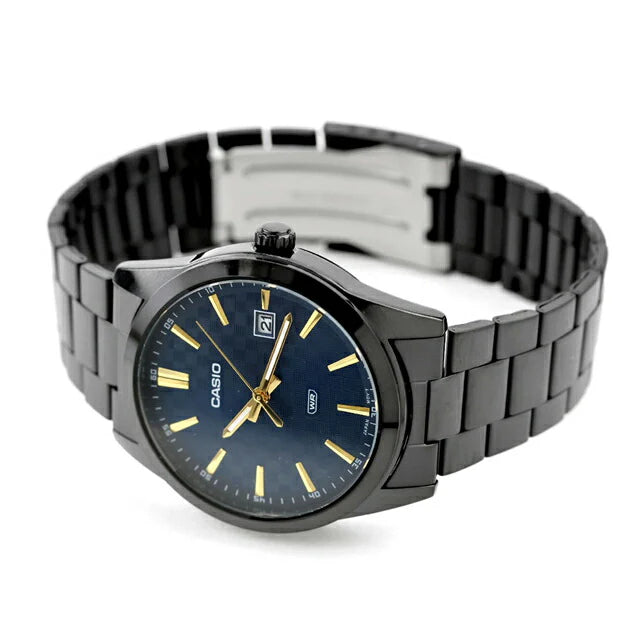 Reloj Casio MTP-VD03B-2A Negro Acero Inoxidable Esfera Azul 50M