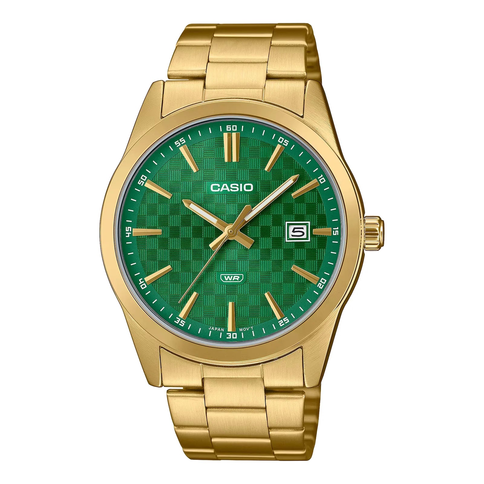 Reloj Casio MTP-VD03G-3A Dorado Acero Inoxidable Esfera Verde 50M