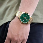 Reloj Casio MTP-VD03G-3A Dorado Acero Inoxidable Esfera Verde 50M