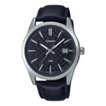Reloj Casio MTP-VD03L-1A Correa de Cuero Negro Esfera Negra 50M