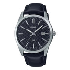 Reloj Casio MTP-VD03L-1A Correa de Cuero Negro Esfera Negra 50M