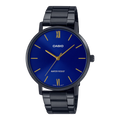 Reloj Casio MTP-VT01B-2BUDF Negro Acero Inoxidable Esfera Azul Minimalista