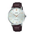 Reloj Casio MTP-VT01L-7B2 Correa de Cuero Negro Esfera Blanca Minimalista