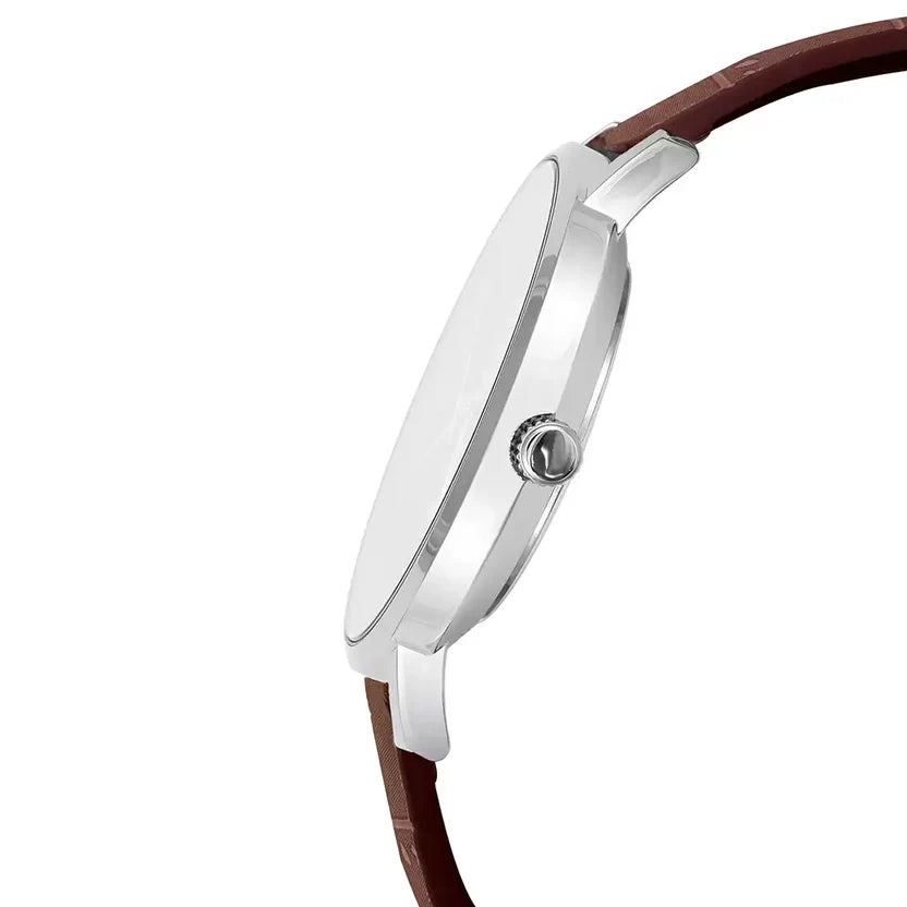 Reloj Casio MTP-VT01L-7B2 Correa de Cuero Negro Esfera Blanca Minimalista