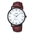Reloj Casio MTP-VT03BL-7B Correa de Cuero Negro Esfera Blanca Minimalista