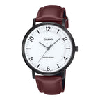 Reloj Casio MTP-VT03BL-7B Correa de Cuero Negro Esfera Blanca Minimalista