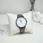 Reloj Casio MTP-VT03BL-7B Correa de Cuero Negro Esfera Blanca Minimalista