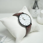 Reloj Casio MTP-VT03BL-7B Correa de Cuero Negro Esfera Blanca Minimalista