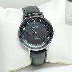 Reloj Casio MTP-VT03L-1BD Correa de Cuero Negro Esfera Negra Minimalista