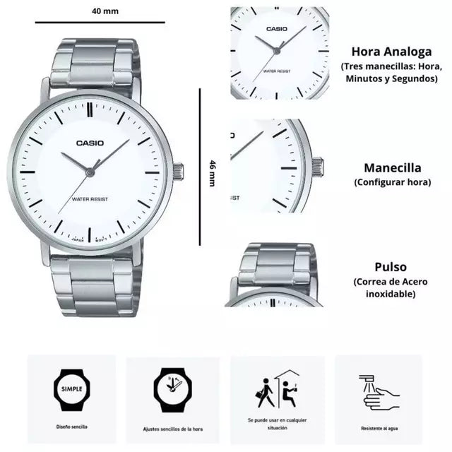Reloj Casio MTP-VT04D-7EDF Acero Inoxidable