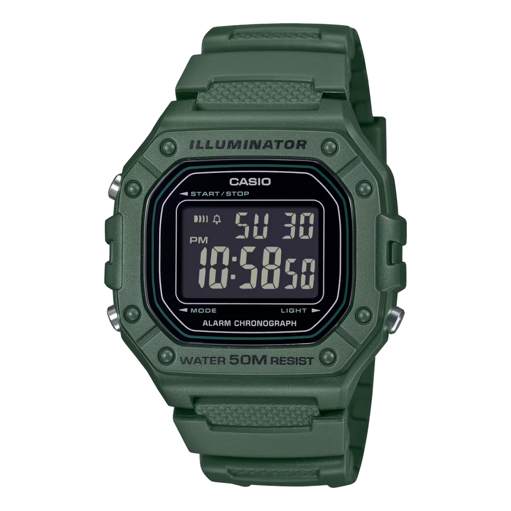 Reloj Casio W-218H-3BV Verde Militar Digital 50M