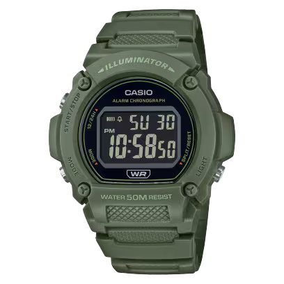 Reloj Casio W-219HC-3BVDF Verde Digital 50M Batería 7 Años