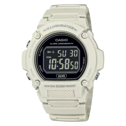Reloj Casio W-219HC-8BVDF Blanco Digital 50M Batería 7 Años