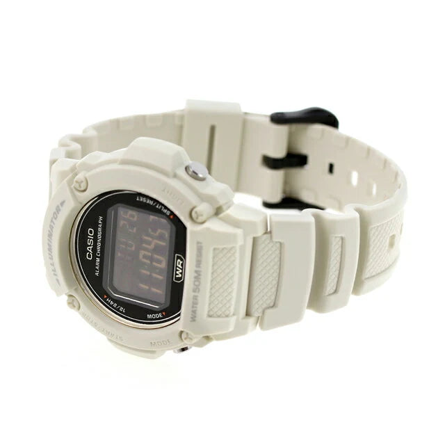 Reloj Casio W-219HC-8BVDF Blanco Digital 50M Batería 7 Años